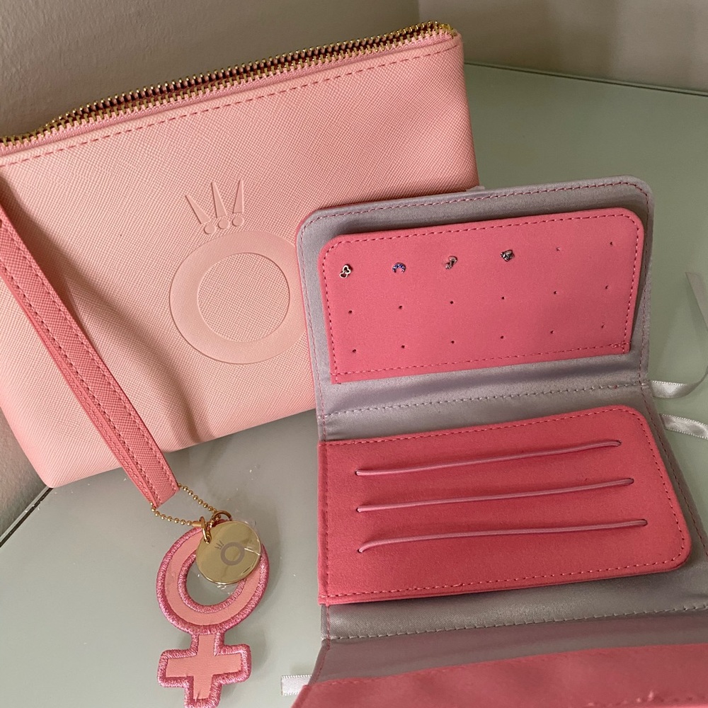 Millie x Pandora micro stud earrings with pouch